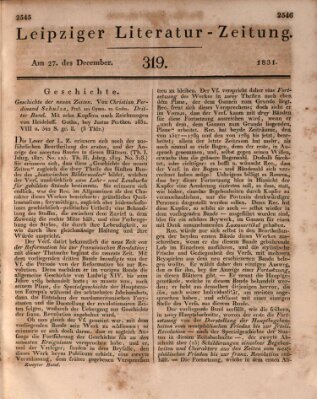 Leipziger Literaturzeitung Dienstag 27. Dezember 1831