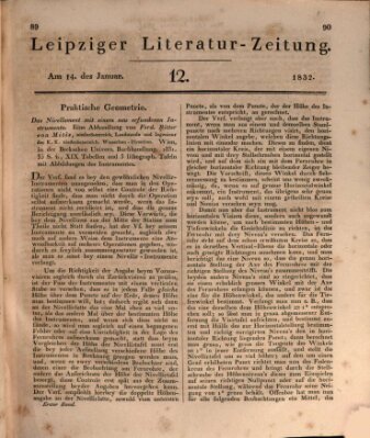 Leipziger Literaturzeitung Samstag 14. Januar 1832