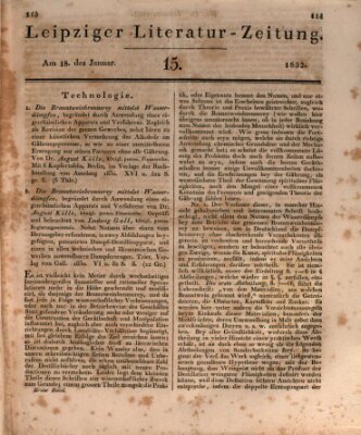 Leipziger Literaturzeitung Mittwoch 18. Januar 1832