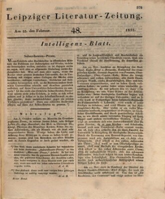 Leipziger Literaturzeitung Samstag 25. Februar 1832