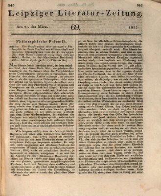 Leipziger Literaturzeitung Mittwoch 21. März 1832