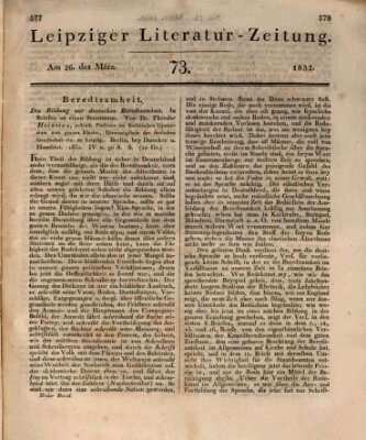 Leipziger Literaturzeitung Montag 26. März 1832