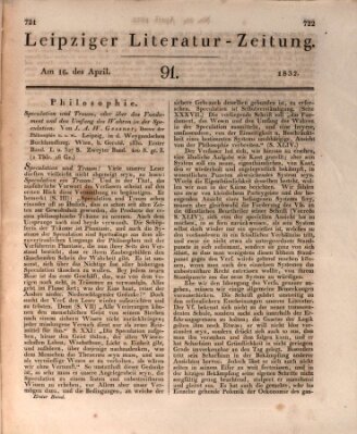 Leipziger Literaturzeitung Montag 16. April 1832