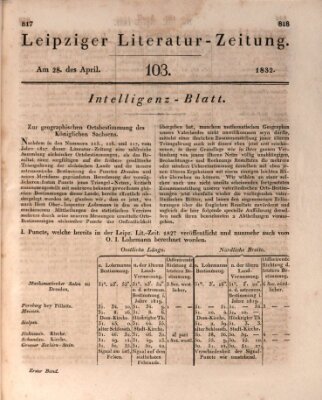 Leipziger Literaturzeitung Samstag 28. April 1832