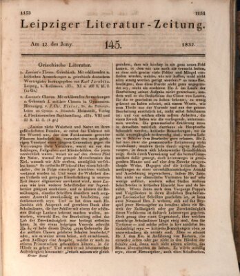 Leipziger Literaturzeitung Dienstag 12. Juni 1832