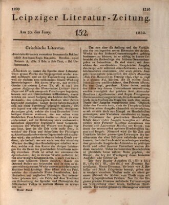 Leipziger Literaturzeitung Mittwoch 20. Juni 1832