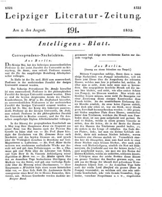 Leipziger Literaturzeitung Samstag 4. August 1832
