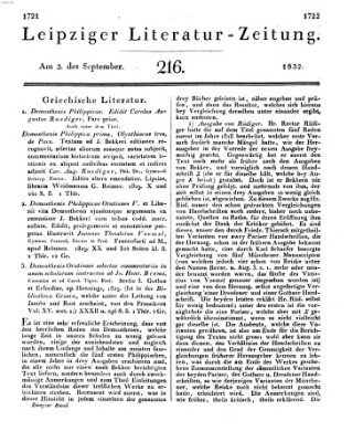 Leipziger Literaturzeitung Montag 3. September 1832