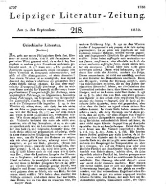 Leipziger Literaturzeitung Mittwoch 5. September 1832