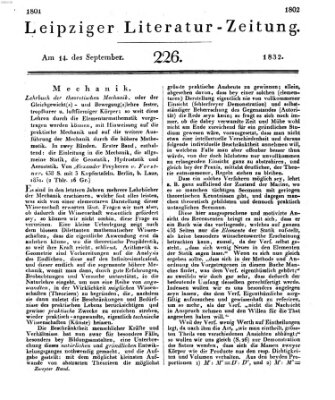 Leipziger Literaturzeitung Freitag 14. September 1832