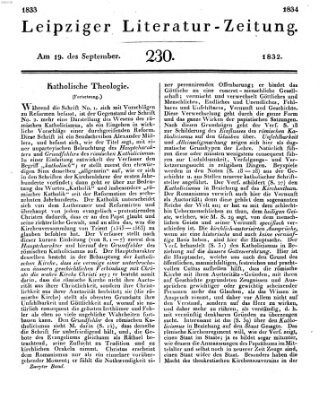 Leipziger Literaturzeitung Mittwoch 19. September 1832