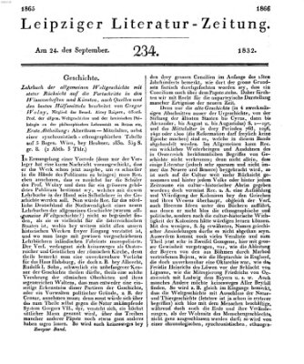 Leipziger Literaturzeitung Montag 24. September 1832