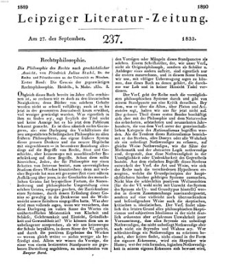 Leipziger Literaturzeitung Donnerstag 27. September 1832