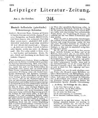 Leipziger Literaturzeitung Dienstag 2. Oktober 1832