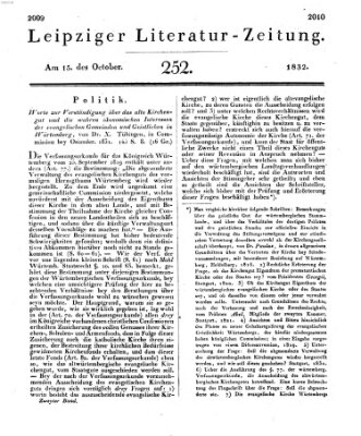 Leipziger Literaturzeitung Montag 15. Oktober 1832