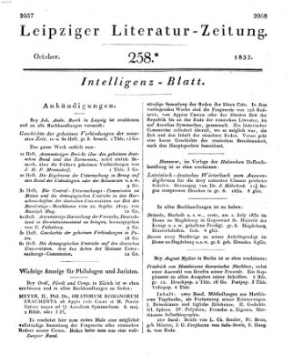 Leipziger Literaturzeitung Samstag 20. Oktober 1832