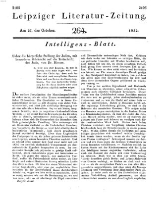 Leipziger Literaturzeitung Samstag 27. Oktober 1832