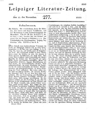 Leipziger Literaturzeitung Montag 12. November 1832