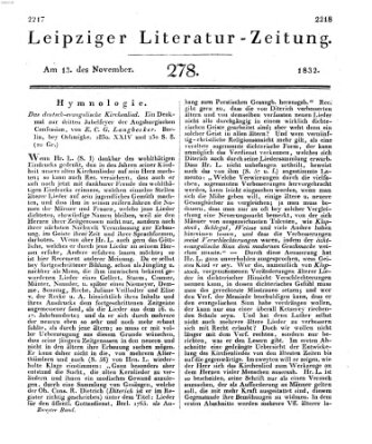 Leipziger Literaturzeitung Dienstag 13. November 1832