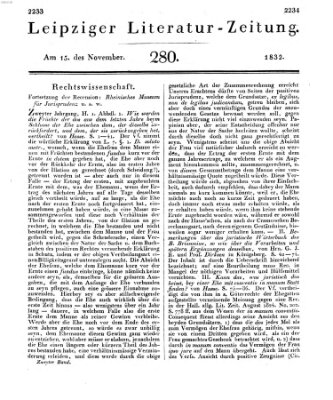 Leipziger Literaturzeitung Donnerstag 15. November 1832