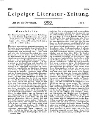 Leipziger Literaturzeitung Dienstag 27. November 1832