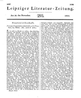 Leipziger Literaturzeitung Mittwoch 28. November 1832