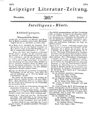 Leipziger Literaturzeitung Samstag 15. Dezember 1832