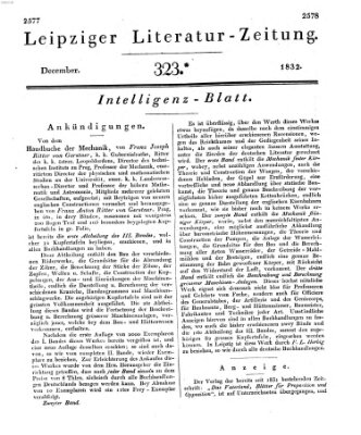 Leipziger Literaturzeitung Samstag 29. Dezember 1832