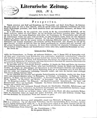 Literarische Zeitung Donnerstag 2. Januar 1834