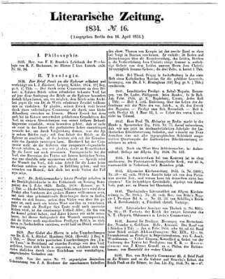 Literarische Zeitung Mittwoch 16. April 1834