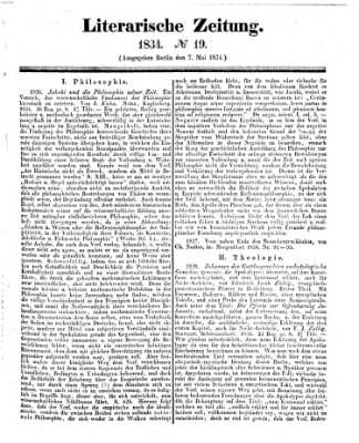 Literarische Zeitung Mittwoch 7. Mai 1834