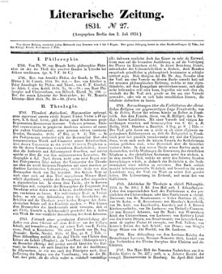 Literarische Zeitung Mittwoch 2. Juli 1834