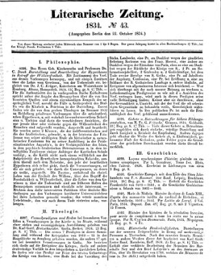 Literarische Zeitung Mittwoch 22. Oktober 1834