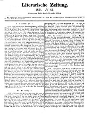 Literarische Zeitung Mittwoch 5. November 1834