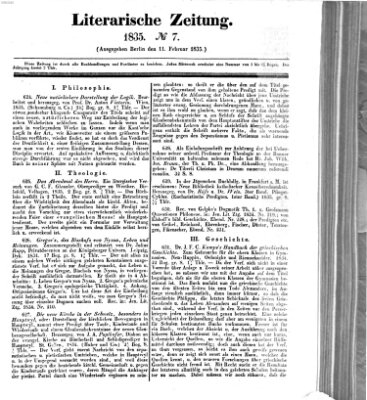 Literarische Zeitung Mittwoch 11. Februar 1835