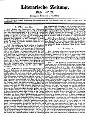 Literarische Zeitung Mittwoch 1. Juli 1835