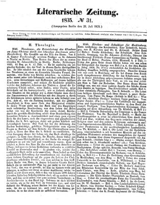 Literarische Zeitung Mittwoch 29. Juli 1835