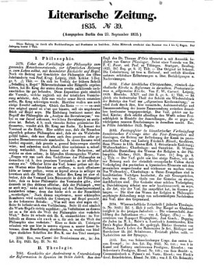 Literarische Zeitung Mittwoch 23. September 1835