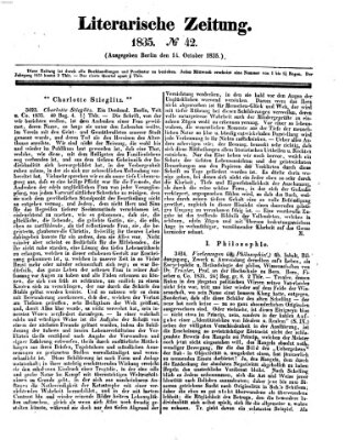 Literarische Zeitung Mittwoch 14. Oktober 1835