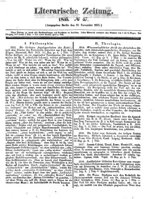 Literarische Zeitung Mittwoch 18. November 1835