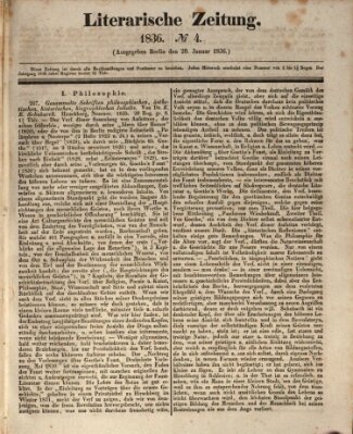 Literarische Zeitung Mittwoch 20. Januar 1836