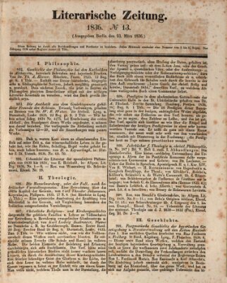 Literarische Zeitung Mittwoch 23. März 1836