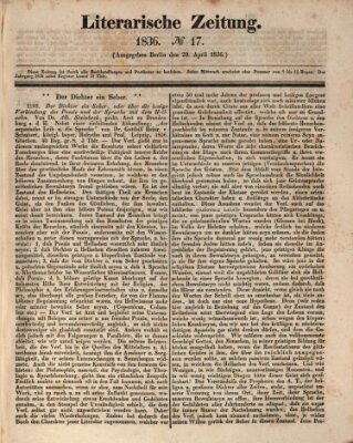 Literarische Zeitung Mittwoch 20. April 1836