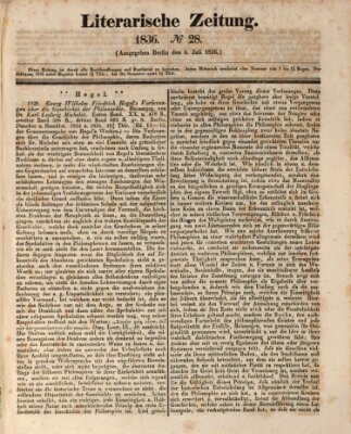 Literarische Zeitung Mittwoch 6. Juli 1836