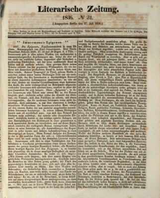 Literarische Zeitung Mittwoch 27. Juli 1836