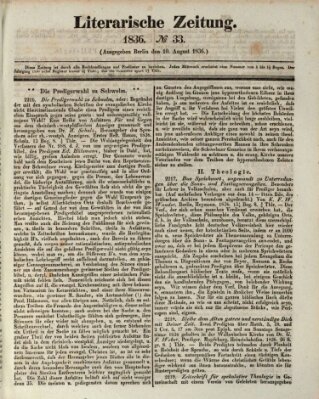 Literarische Zeitung Mittwoch 10. August 1836