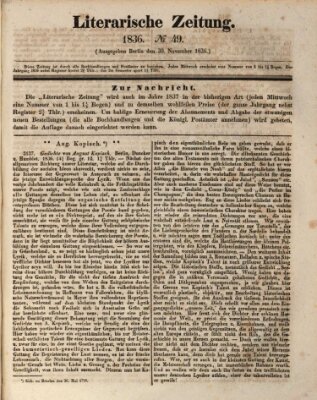 Literarische Zeitung Mittwoch 30. November 1836