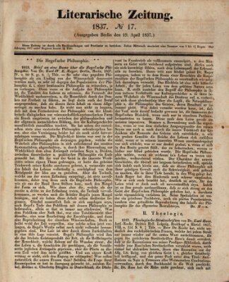 Literarische Zeitung Mittwoch 19. April 1837