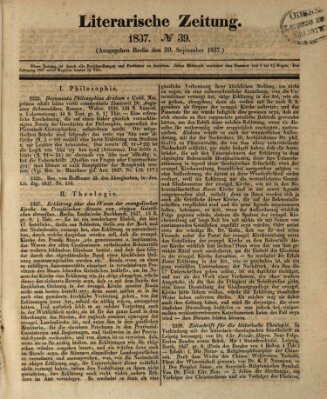 Literarische Zeitung Mittwoch 20. September 1837