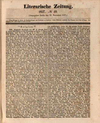 Literarische Zeitung Mittwoch 29. November 1837